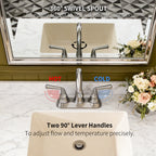 4 Inch 2-handle Bathroom Sink Faucet with Drain Assembly, Brushed Nickel