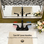 4 Inch 2-handle Bathroom Sink Faucet with Drain Assembly, Matte Black