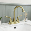 4 Inch 2-handle Bathroom Sink Faucet with Drain Assembly, Brushed Gold