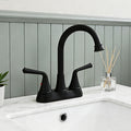 4 Inch 2-handle Bathroom Sink Faucet with Drain Assembly, Matte Black