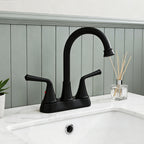 4 Inch 2-handle Bathroom Sink Faucet with Drain Assembly, Matte Black