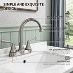 4 Inch 2-handle Bathroom Sink Faucet with Drain Assembly, Brushed Nickel