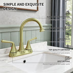 4 Inch 2-handle Bathroom Sink Faucet with Drain Assembly, Brushed Gold