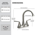 4 Inch 2-handle Bathroom Sink Faucet with Drain Assembly, Brushed Nickel