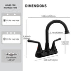 4 Inch 2-handle Bathroom Sink Faucet with Drain Assembly, Matte Black