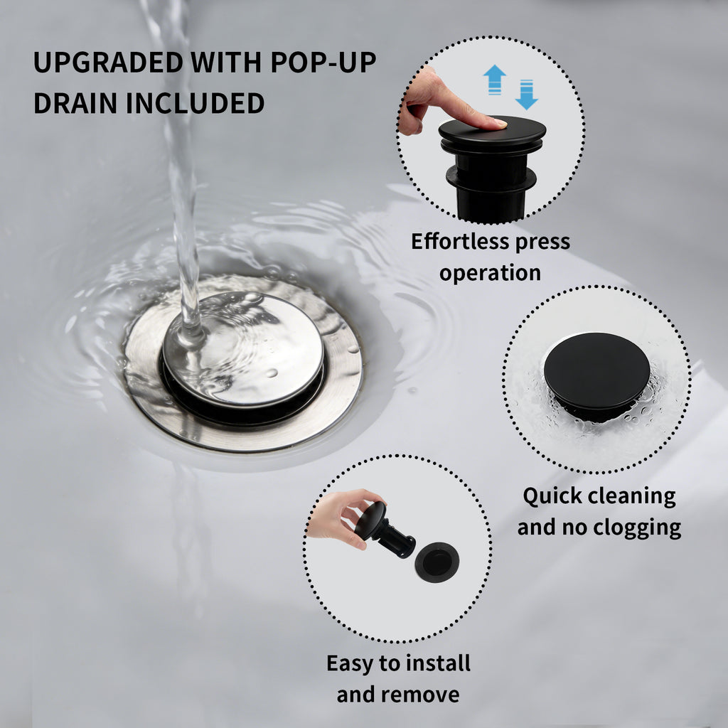 4 Inch 2-handle Bathroom Sink Faucet with Drain Assembly, Matte Black