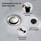 4 Inch 2-handle Bathroom Sink Faucet with Drain Assembly, Matte Black