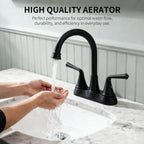 4 Inch 2-handle Bathroom Sink Faucet with Drain Assembly, Matte Black