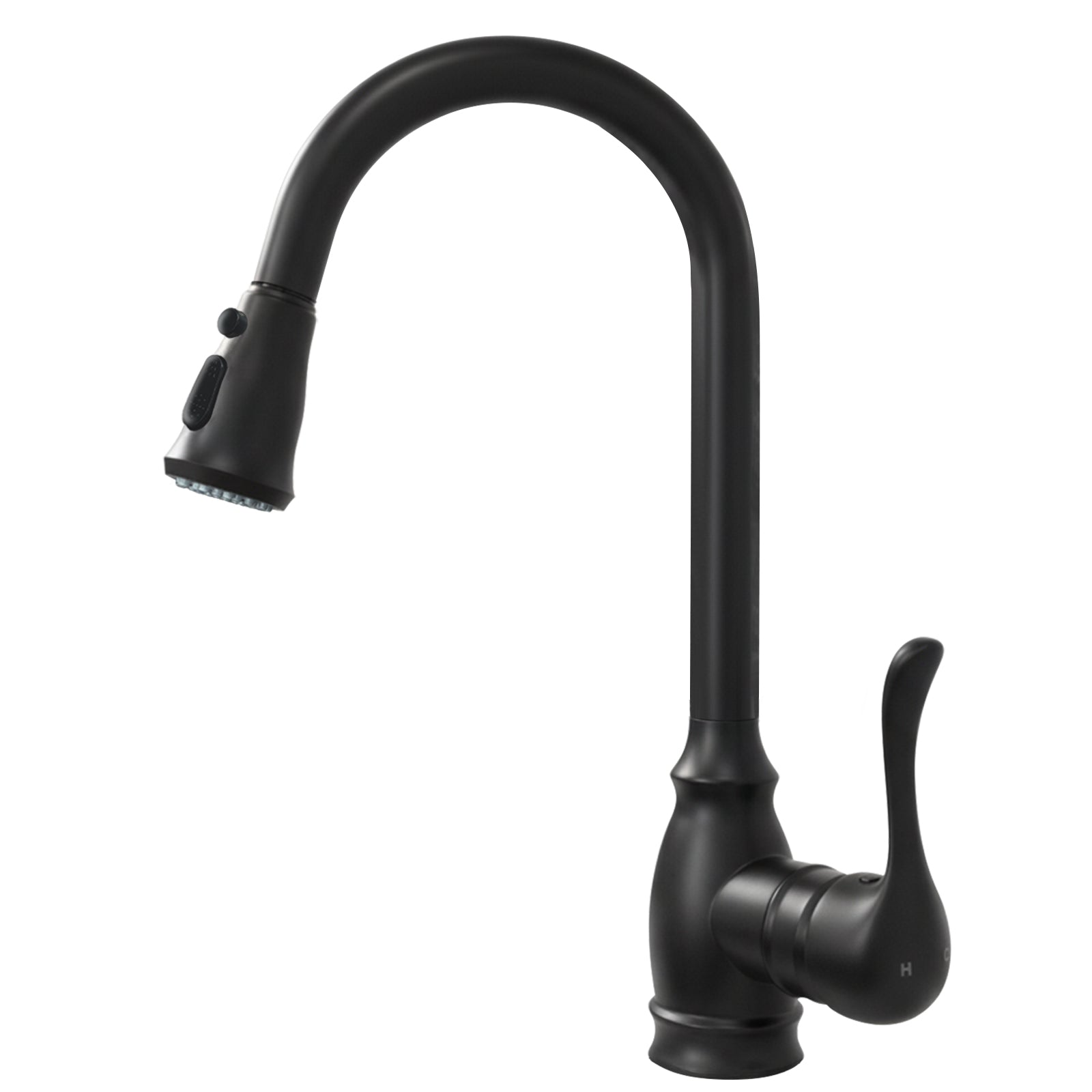 Kitchen Sink Faucet with Pull Down Sprayer, High Arc Single Handle Kitchen Faucet 2-Function 360° Swivel Stainless Steel Sink Faucet (Matte Black)