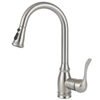 High Arc Kitchen Faucet with 2-Function Pull Down Sprayer Single Handle Deck Mount, Brushed Nickel CZ804102
