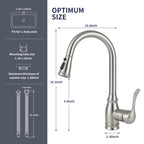High Arc Kitchen Faucet with 2-Function Pull Down Sprayer Single Handle Deck Mount, Brushed Nickel CZ804102