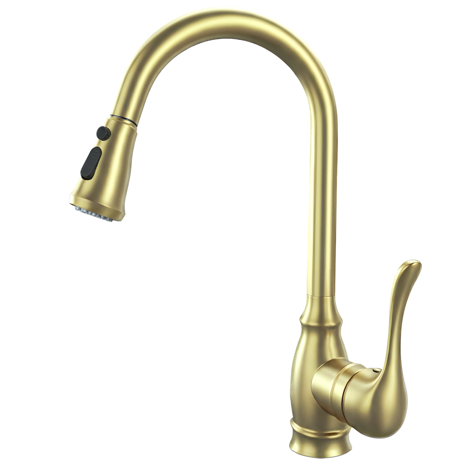 Kitchen Sink Faucet with Pull Down Sprayer, High Arc Single Handle Kitchen Faucet 2-Function 360° Swivel Stainless Steel Sink Faucet (Brushed Gold)