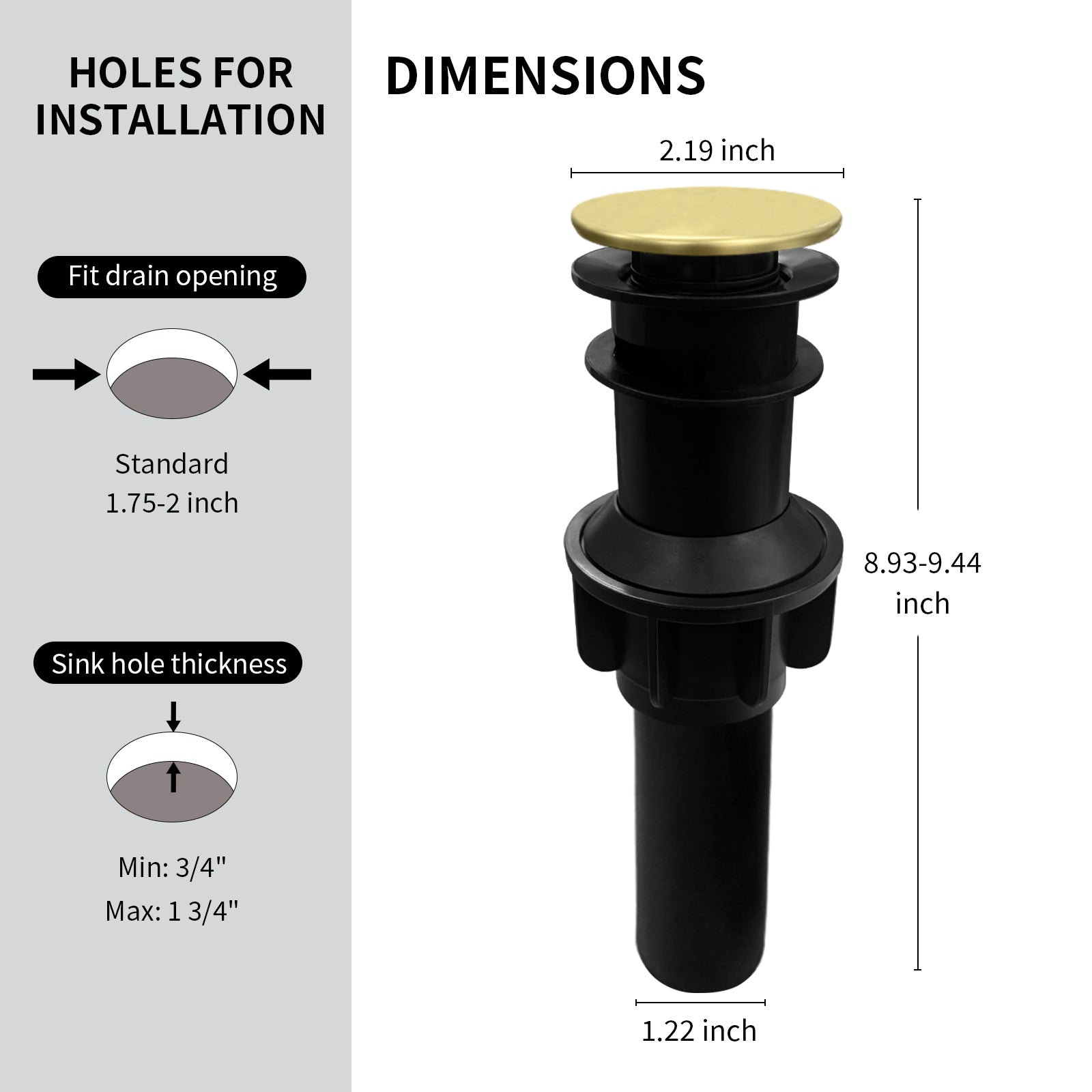 4 Inch 2-handle Bathroom Sink Faucet with Drain Assembly, Brushed Gold