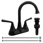 4 Inch 2-handle Bathroom Sink Faucet with Drain Assembly, Matte Black