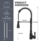 High Arc Commercial Spring Style 2-Function Single Handle Pull Down Kitchen Faucet, Black CZ425402