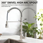 High Arc Commercial Spring Style 2-Function Single Handle Pull Down Kitchen Faucet, Brushed Nickel CZ425402