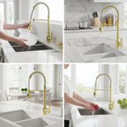 High Arc Commercial Spring Style 2-Function Single Handle Pull Down Kitchen Faucet, Gold CZ425402