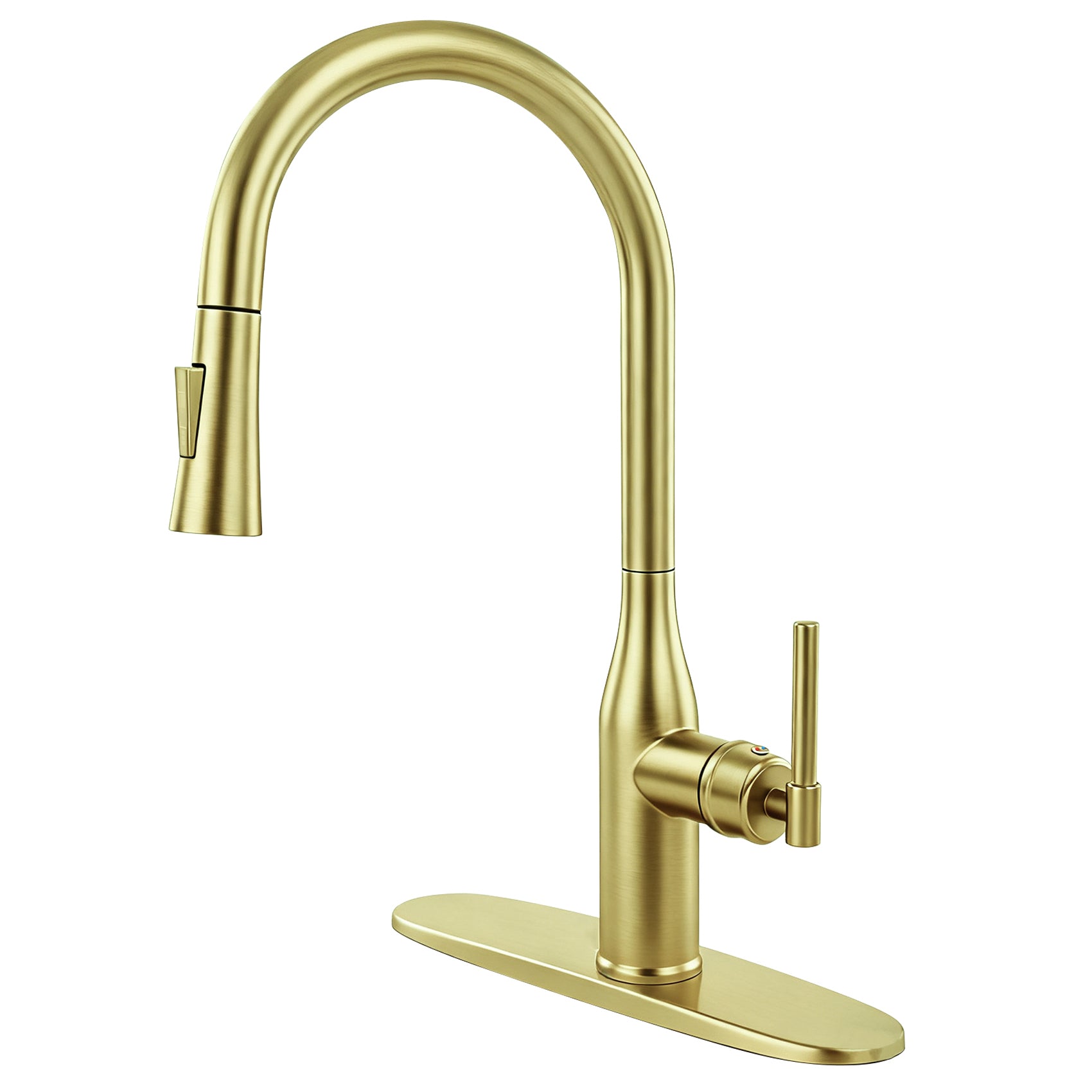 Pull Down Kitchen Faucet with 2-Function Sprayer, Spot Free Stainless Steel High Arc Single Handle 360° Swivel, 1-3 Holes Commercial Sink Faucet with Deck Plate (Brushed Gold)