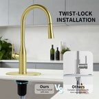 Pull Down Sprayer Kitchen Sink Faucet, Single Handle Kitchen Faucet, Brush Gold 8L2108
