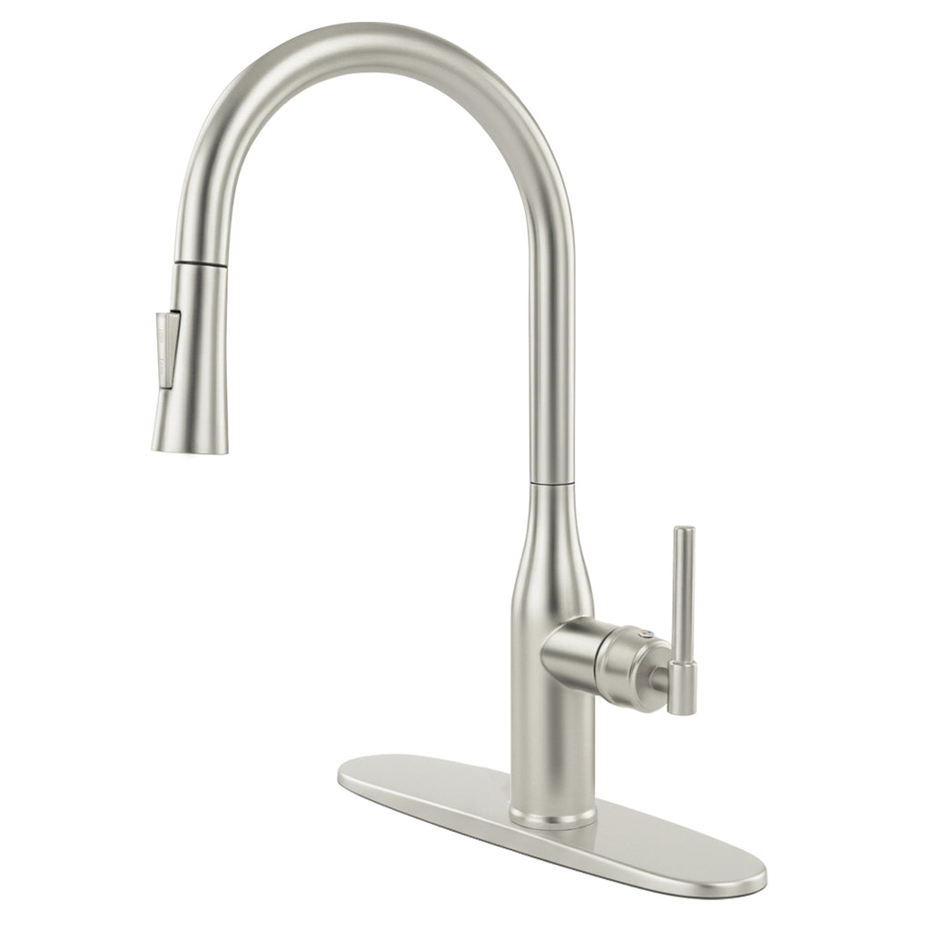 Pull Down Sprayer Kitchen Sink Faucet, Single Handle Kitchen Faucet, Brush Nickel 8L2108