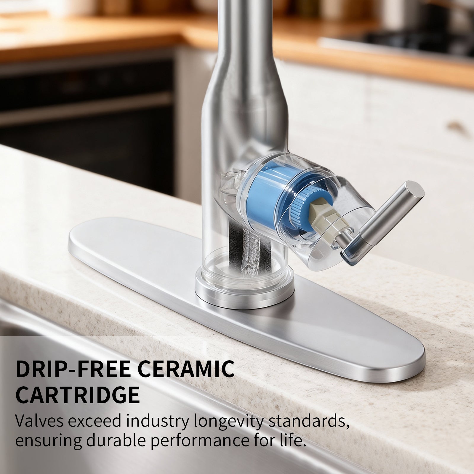 Pull Down Kitchen Faucet with 2-Function Sprayer, Spot Free Stainless Steel High Arc Single Handle 360° Swivel, 1-3 Holes Commercial Sink Faucet with Deck Plate (Brushed Nickel)